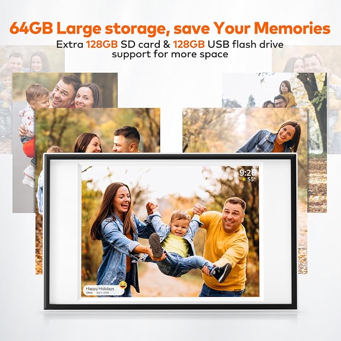 Frameo Digital Picture Frame 12.7'' 64GB Photo Frame, 1440 * 1080P IPS Touch Electronic Picture Frame, Auto-Rotate Tabletop&Wall Mounted,USB&SD Card, Sharing Photos/Videos via Free App from Anywhere