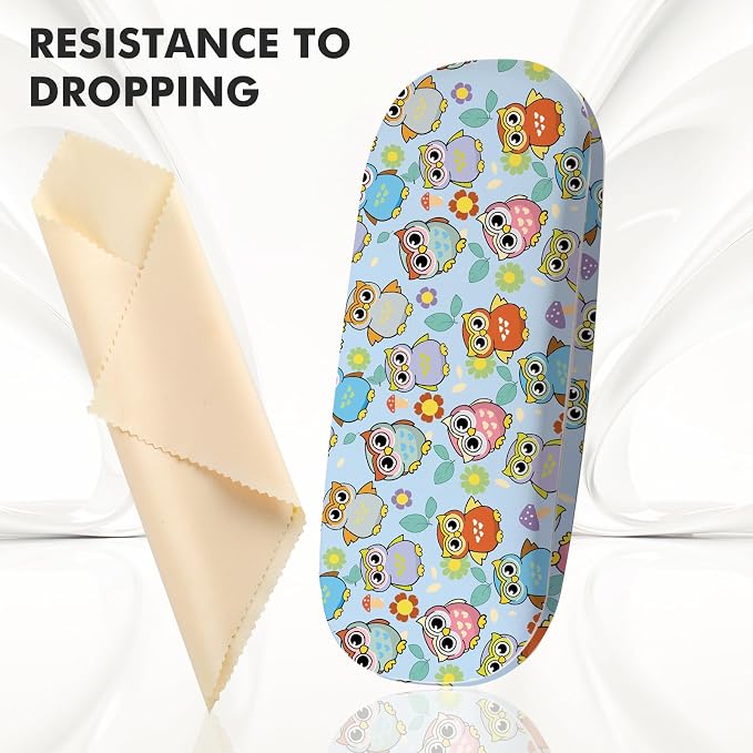 Glasses Case Hard Shell,Portable Protective Eyeglasses Case, Eyeglass Holder Box with Cleaning Cloth, for men women