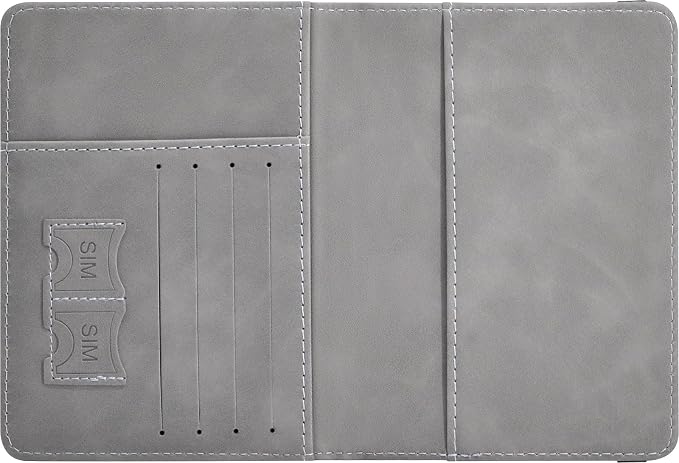 Passport Holder, Passport Cover with Credit Card Slot and Boarding Pass Slot Combo, Passport Wallet Case Book Travel Must Have, RFID Blocking Leather Travel Accessories, Grey