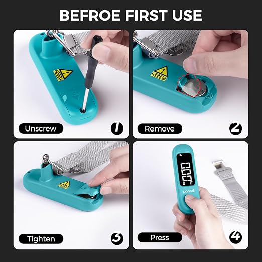 pack all Digital Luggage Scale for Travel, 110Lbs Capacity, 0.1Lb Precision | Handheld, Backlit LCD Display, Lb/Kg/Oz Conversion, Tare Function, Battery Included, Malachite Blue