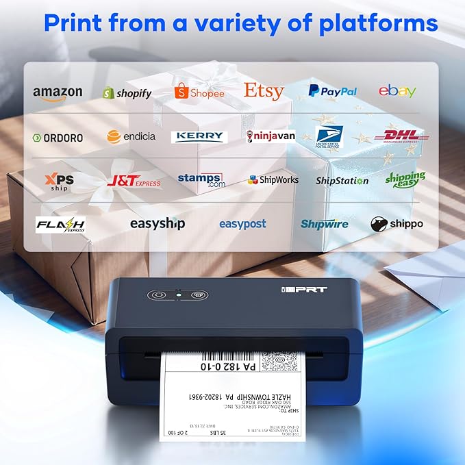 iDPRT Bluetooth Thermal Shipping Label Printer 4x6 Label Maker for Small Business Packages, Compatible with Android,iPhone and Windows, and Works with Ebay, Amazon, Shopify, USPS