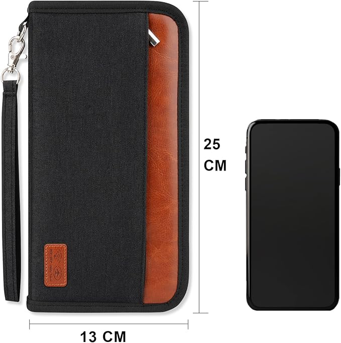 Passport Holder Family Travel Large RFID Blocking Passport Organizer, Travel Essentials Premium Wallets Credit Cards Case, Multi Pocket Waterproof Document Bag for Airports Vacations Business Trips