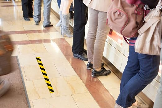 Tarifold Anti-Slip 6-Foot Distance Floor Marking Lines, 10 Pack | Permanent adhesive vinyl floor lines, 3.125 x 31.5 inches, scratch-resistant laminate, anti-slip surface, indoor use