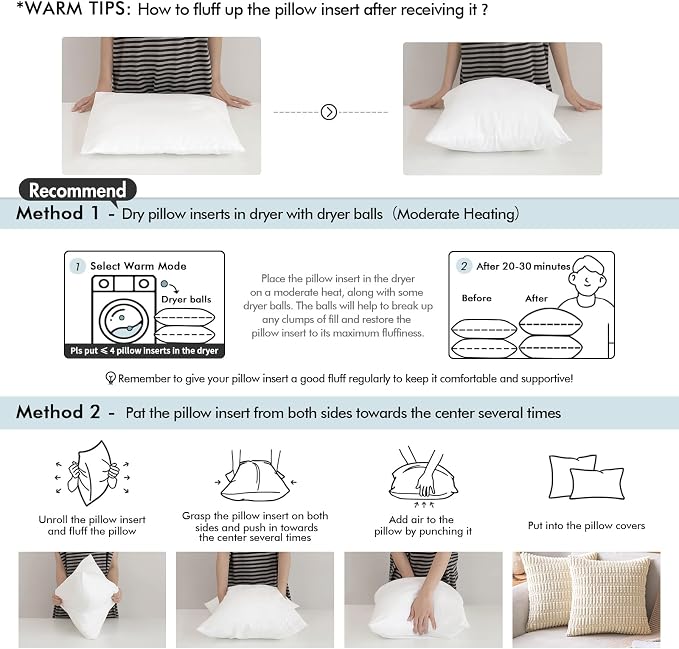 MIULEE Pillow Insert 12x24 Inch Decorative Rectangle Throw Pillow Inserts | Premium Fluffy Pillow Forms Sham Stuffer for Sofa Couch Living Room
