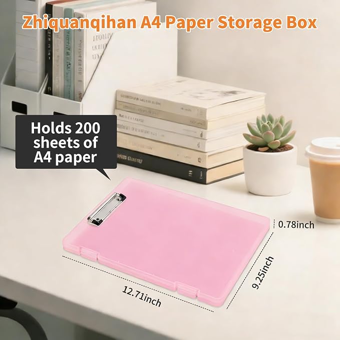 2 Pack Letter Size Clipboard with Storage 8.5 * 11, Plastic Clear Clipboard File Box A4 Pink Nursing Clip Board for School & Office with Christmas Stickers (Clear & Pink)