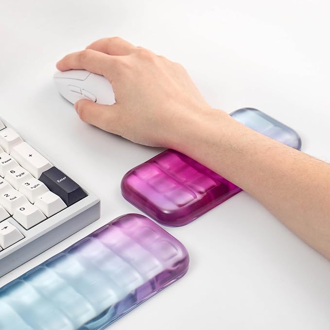 Gel Keyboard and Mouse Wrist Rest Set – Purple Wrist Rest for Computer Keyboard 60%/68%/75%, Comfort & Support for Typing and Gaming