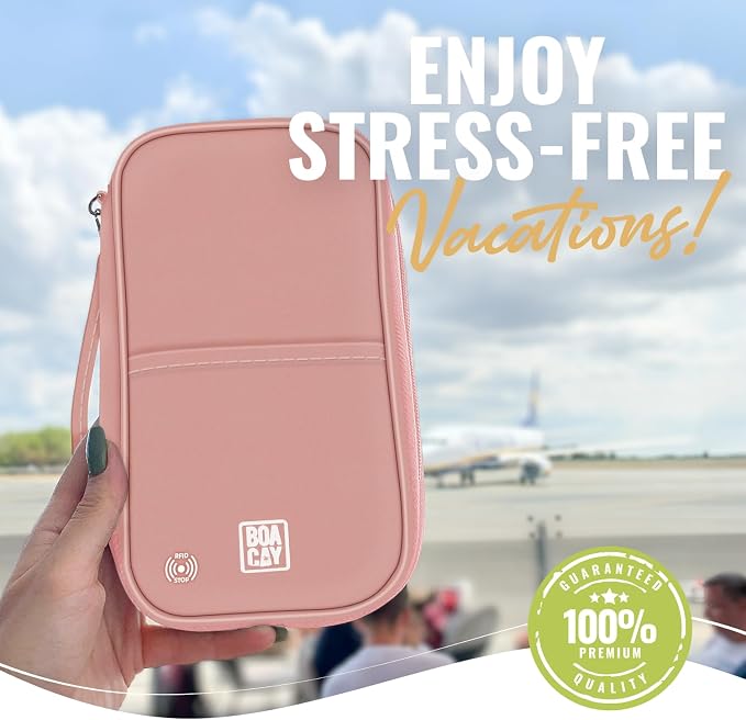 Travel Document Organizer with RFID, Family Passport Holder, Wallet for Women & Men, Portable & Waterproof Case for Cards, Boarding Pass, Money