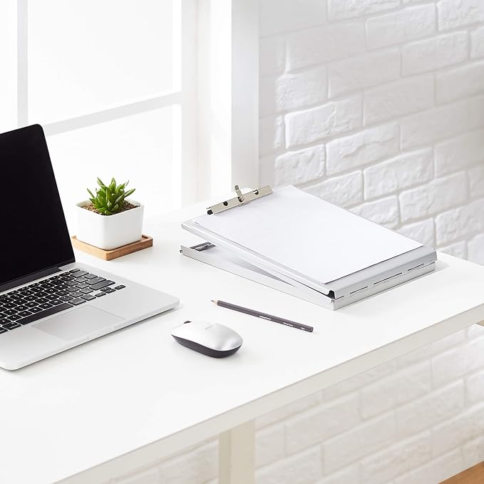 Amazon Basics Aluminum Form Holder Storage Clipboard, 12.5" x 9" Silver (Pack of 2)