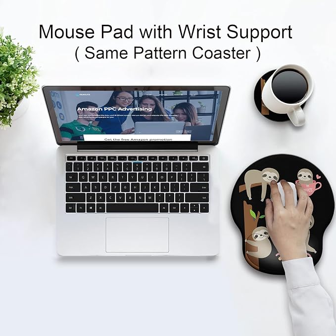 Ergonomic Mouse Pad with Wrist Rest Support,Gel Mouse Pads for Desk | Big Mousepad With Coaster Non-slip & Pain Relief for Computer, Home&Office Desk Decor