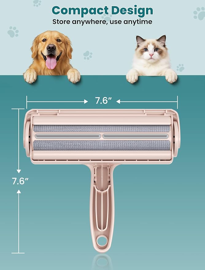 DELOMO Pet Hair Remover Roller, Reusable Lint Roller for Dog and Cat Hair | Portable Pet Hair Roller with Large Fur Bin, Fast Cleaning for Couches, Bedding, Rugs, Car Seats and Furniture, No Batteries