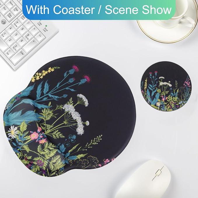 Ergonomic Mouse Pad with Wrist Rest Support,Gel Mouse Pads for Desk | Big Mousepad With Coaster Non-slip & Pain Relief for Computer, Home&Office Desk Decor
