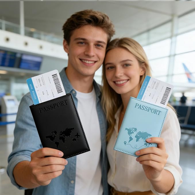 4 Pcs Passport Holder For Travel, Passport Covers Wallet Cover Case, Porta Pasaporte Sleeve Blocking Leather Travel Accessories For Women And Men