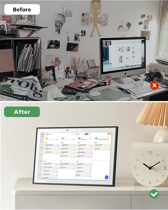 10.1 Inch Digital Calendar Chore Chart, Smart Digital Calendar Wall Planner Picture Frame with HD Touch Screen, Desk & Wall Mount Planner for Family Schedules(Black)