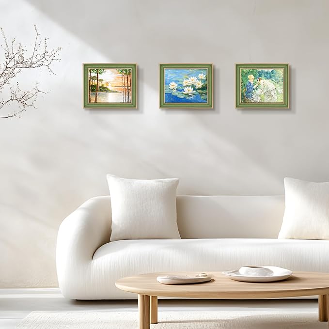 Golden State Art, 8x10 Green With Gold Trim Color Picture Frame - Easel Stand, Sawtooth Hanger - Real Glass, Landscape, Portrait Display - Great for Postcards, Photographs