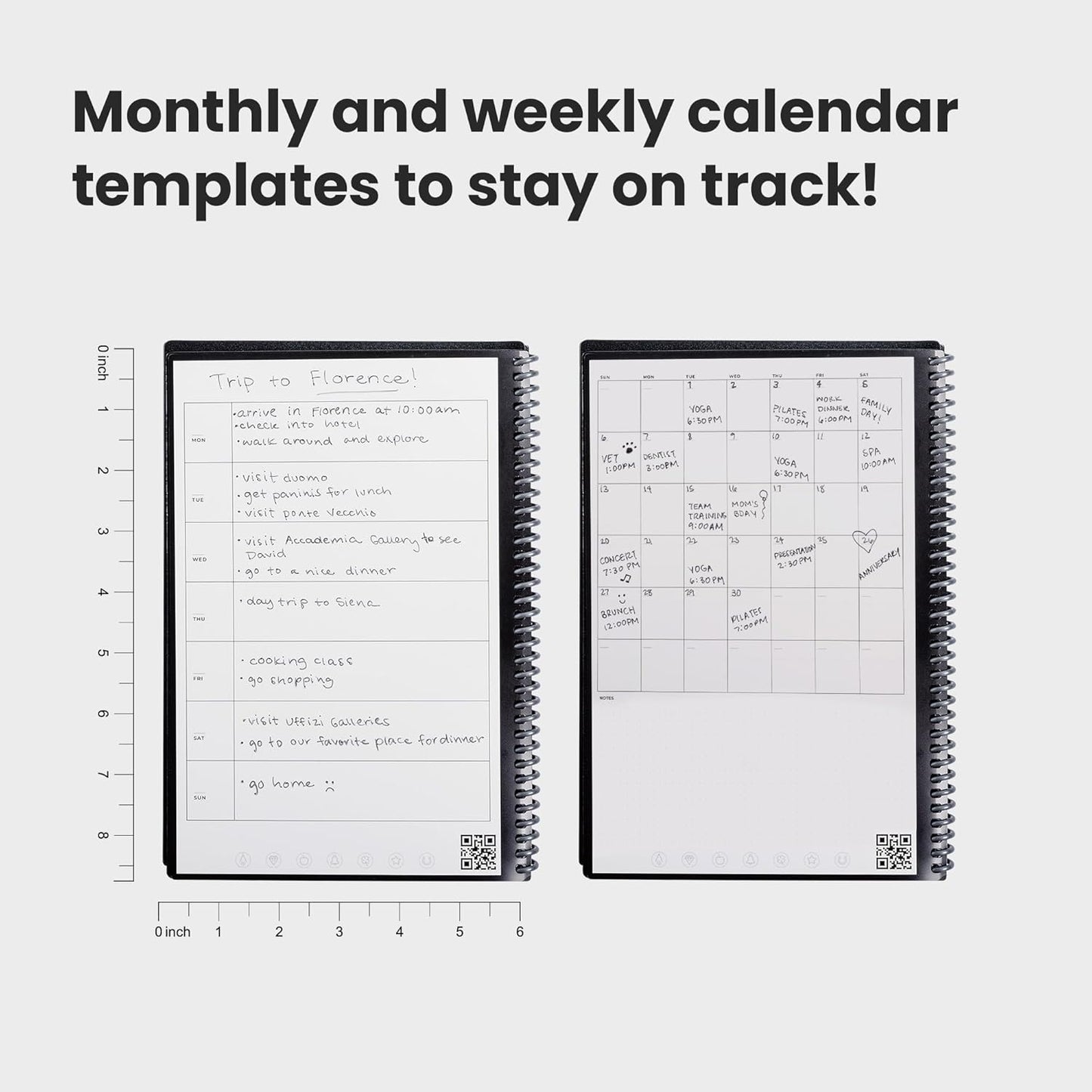 Rocketbook Fusion Reusable Undated Productivity Planner, Executive Size 6x8.8, Black - Goals, Monthly and Weekly Calendar, Daily To-do List, Lined and Dotted Notes Pages