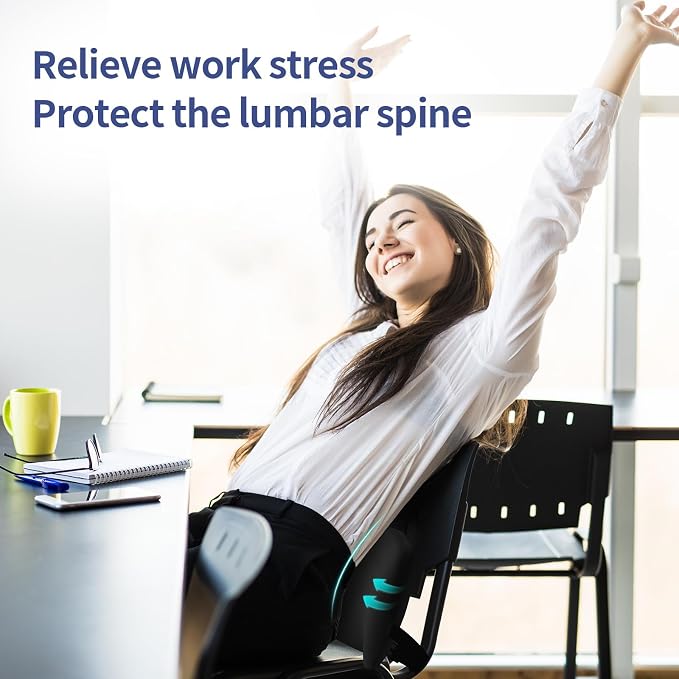 Lumbar Support Pillow for Office Chair, Memory Foam Car Back Cushion | Lumbar Pillow Lower Back with Adjustable Straps, Ergonomic Chair Back Pillow for Office, Car, Gaming Chairs and Bed
