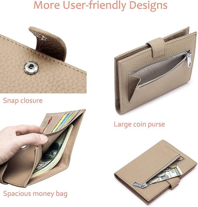 RFID Protection Passport Wallets for Women, Gift for Traveler | Slim Leather Travel Wallet with Card Slots, Zipper Coin Pocket & Cash Pocket, Passport Case for Women Apricot Beige
