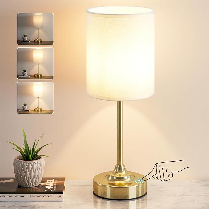 Rechargeable Table Lamp, Battery Operated, Touch Control, Brass, 1 Pack | 4000mAh Battery, USB-C Charging, 3000K Warm Light, Stepless Dimming, Brightness Memory, Up to 40 Hours, Small Table Lamp