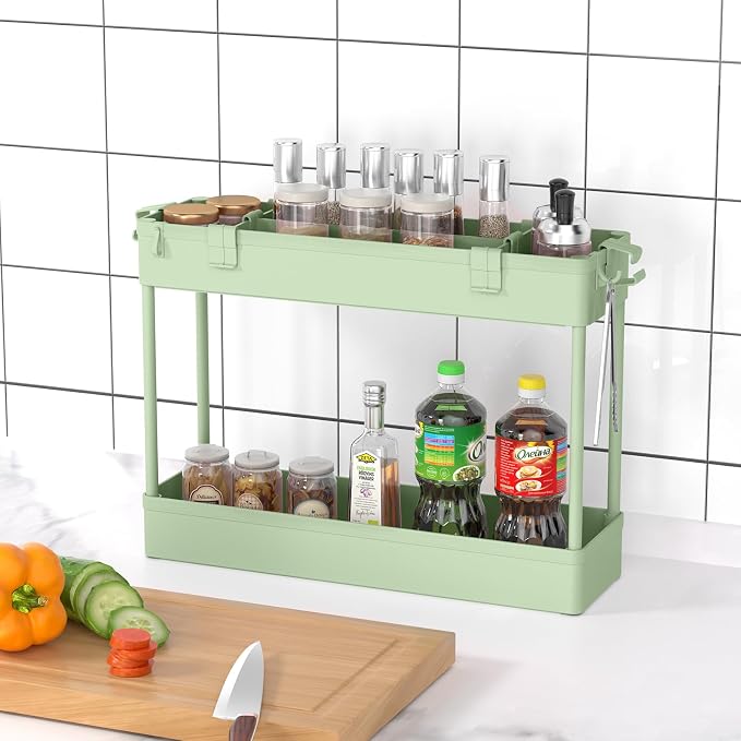 Slim Storage Cart 4 Tier,Bathroom Organizer Rolling Utility,Mobile Shelving Unit Slide Out for Office, Kitchen, Laundry Room & Narrow Places,Green