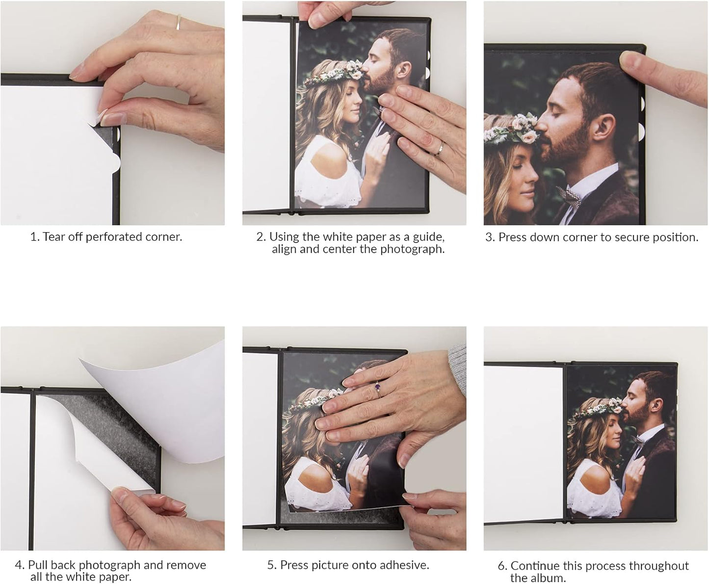 Neil Enterprises Inc. 6" x 9" Black Leather Self-Stick Photo Album - Holds 20 Photos