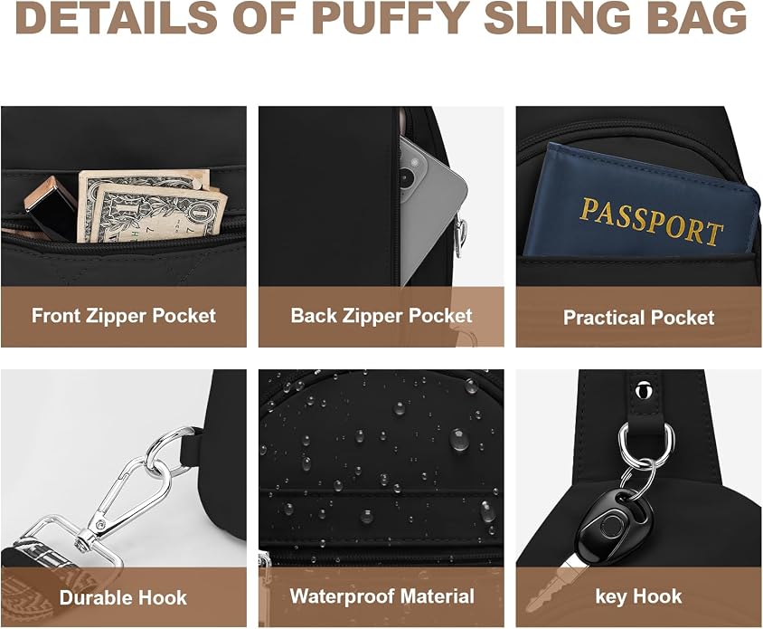 Sling Bag for Women, Anti-Theft RFID Crossbody Purse Travel