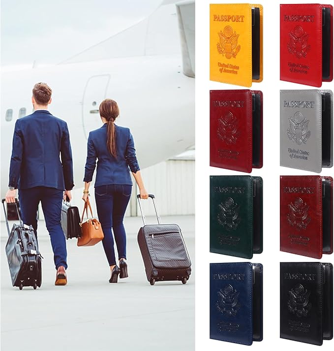 8 Pack Passport Holder for Travel Passport Covers Leather Passport Holder with Vaccine Card Slot Passport Case Waterproof Passport Protector PU Passports Book Holders for Women Men Family Travel