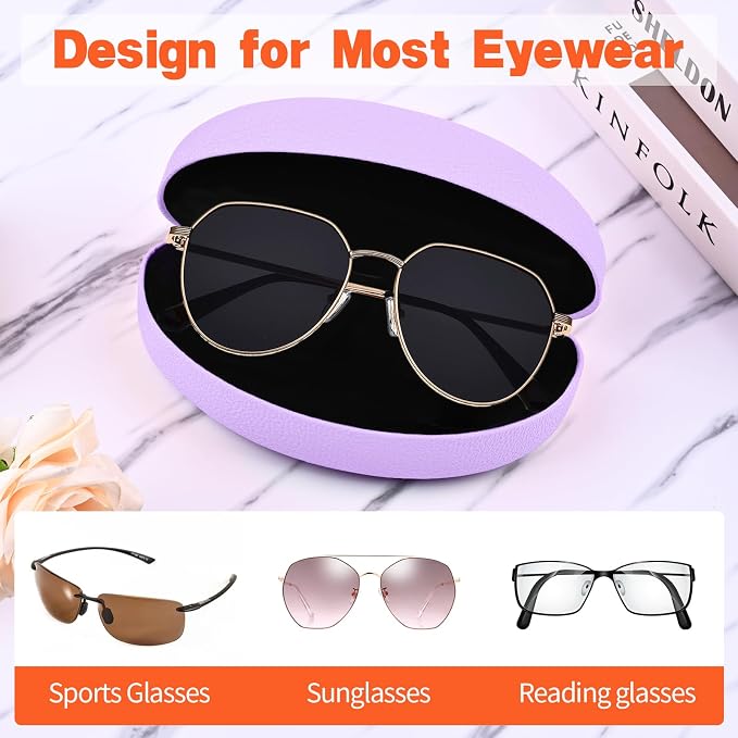 CHZZMS 2 PACK Large Hard Shell Sunglasses Case, Protective Case For Sunglasses and Eyeglasses