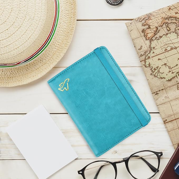WALNEW Passport Holder for Travel, RFID Passport Wallet, Travel Essentials | PU Leather Passport Cover Case with Pen Holder, Travel Must Haves Accessories, Passport Book Holder for Women
