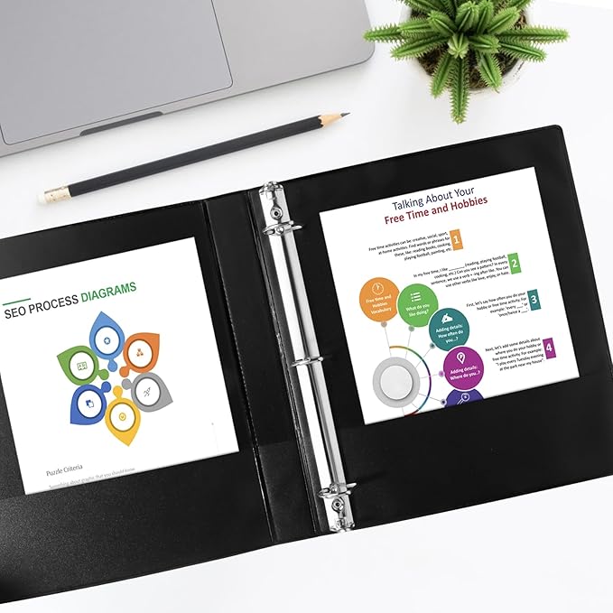 CIXILDTS 1-inch 3 Ring Binder Fit US Letter Size Paper, 1" Slant D Ring Binders, Presentation View Binder with 2 Pocekts, 12-Pack,Black