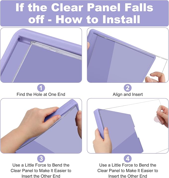 Meiikun Clipboard with Storage, Plastic Clip Boards 8.5x11 Folder with Clear Panel for Dry Erase Quick Reference, Clip Board Storage Clipboards Case for Teacher School Office Supplies (Pale Purple)