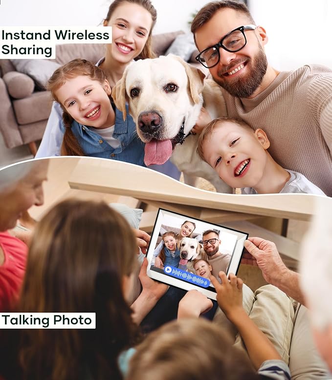 Cozyla Frame: 10.1" WiFi Digital Picture Frame Mat – No Subscription & Unlimited Storage, Support Long Video, Electronic Photo Frame Gift for Family, Share Picture via Google Photos, App, Email, Web