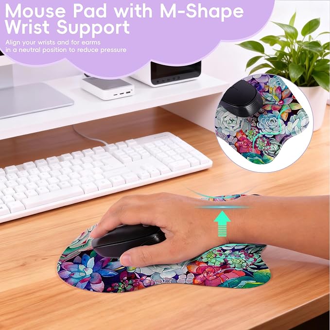 Upgrade Ergonomic Mouse Pad,Non Slip Mousepad Wrist Rest Support for Office, Computer, Laptop & Mac(B-Green Life)