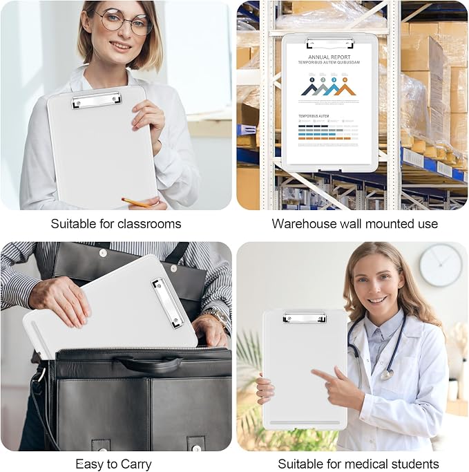 Hongri Clipboard with Storage, 8.5 x 11 Clip Board Foldable, White | Bottom Opening, Size 13.4 x 9.4 X 0.9 in for Nurses, Teacher, Students, Classroom, School & Office Supplies