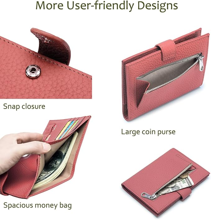 Slim RFID Leather Passport Wallet for Women, Gift Box Ready | Women's Travel Wallet with Passport Slot & Card Slots, Zipper Coin Pocket & Cash Holder Burnt Sienna (Brick Red)