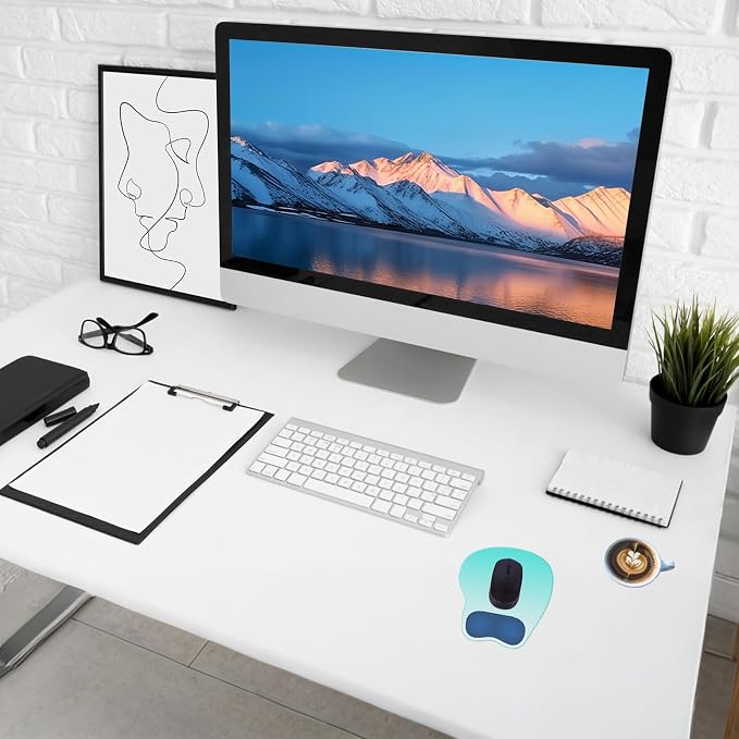 Ergonomic Mouse Pad,Non Slip Mousepad Wrist Rest Support for Office, Computer, Laptop & Mac(A-Green Blue)