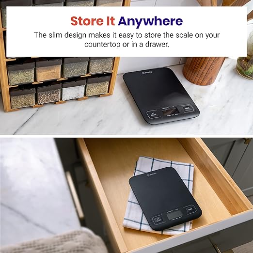 Etekcity Food Kitchen Scale, Digital Grams and Ounces, Medium | Tare function, ideal for baking, weight loss, keto, meal prep, packages, liquids and jewelry, Black