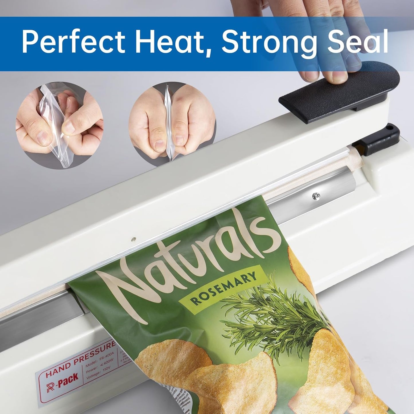 Impulse Heat Sealer with Seal bar, Heavy-Duty Bag Sealing & Cutting Machine, 2 Extra Replacements(Orange, 8inch)
