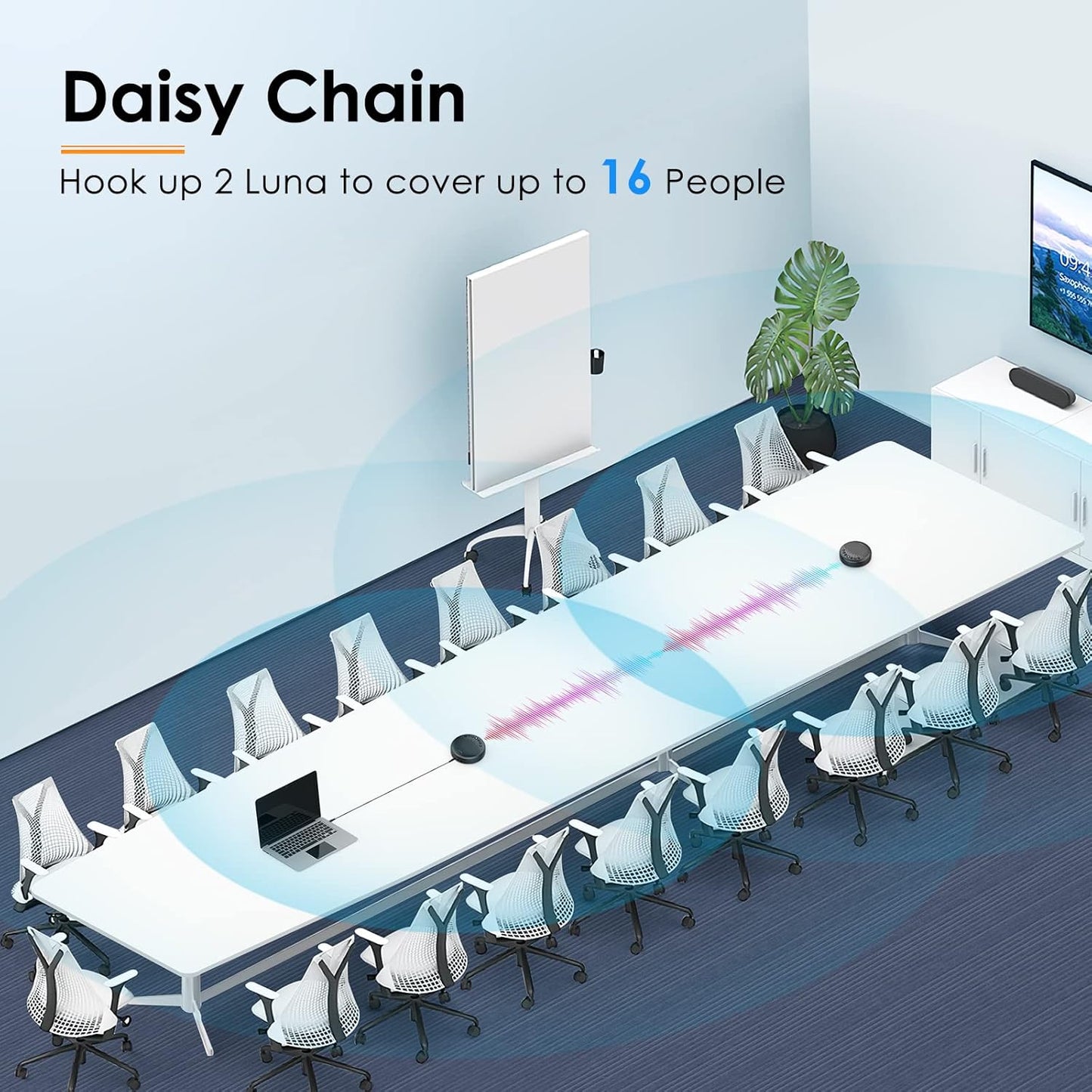 EMEET Conference Speaker and Microphone Luna 360° Voice Pickup w/Noise Reduction/Mute/Indicator USB Bluetooth Speakerphone w/Dongle for 8 People Daisy Chain for 16 Compatible with Leading Software