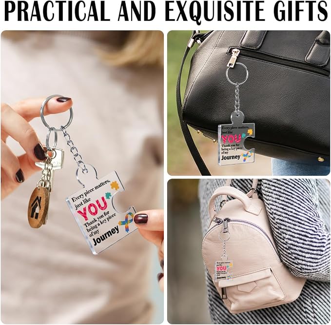 Team Appreciation Gifts Bulk Thank You Keychains for Coworkers | Gift Set for Employee, Staff, Teachers, Teamwork Puzzle Piece Keyring, Acrylic