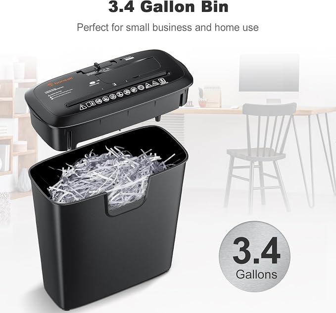 Bonsaii 8-Sheet Strip Cut Paper Shredder for Home, Shred CDs & Credit Cards | 3.4-Gal Wastebasket with Transparent Window, Overheat Protection, Small Shredder for home use,portable shredder, S120-C