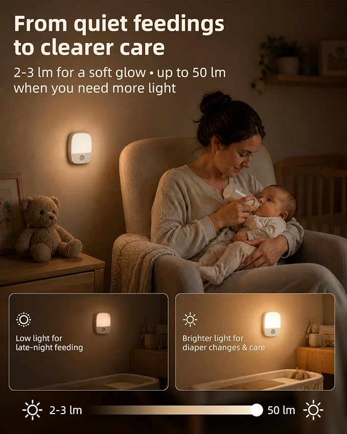 EZVALO Rechargeable Motion Sensor Night Lights, 2 Pack Magnetic Stick-On LED Lights with 3 Color Temperatures, Adjustable & Memory, Cordless Night Light for Closet, Bedroom, Hallway, Stairs, Bathroom