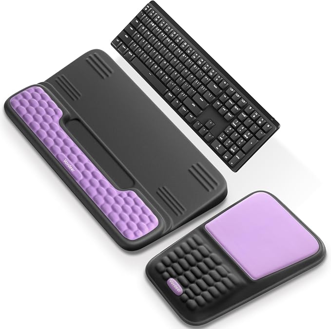 Vaydeer Keyboard Stand and Mouse Pad Set Wrist Rest, Computer Wrist Support Pad, Memory Foam Desk Cushion Mouse Support, Ergonomic Tilt Keyboard Riser Lift, Palm Hand Typing for Office, Home, Gaming