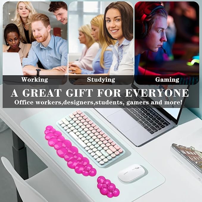 Gel Cloud Keyboard and Mouse Wrist Rest, Cute Wrist Support and Arm Support Keyboard Rest for Keyboard and Mouse Typing Pain Relief,Suitable for Office/Computer/Laptop/Gaming (Transparent Red)
