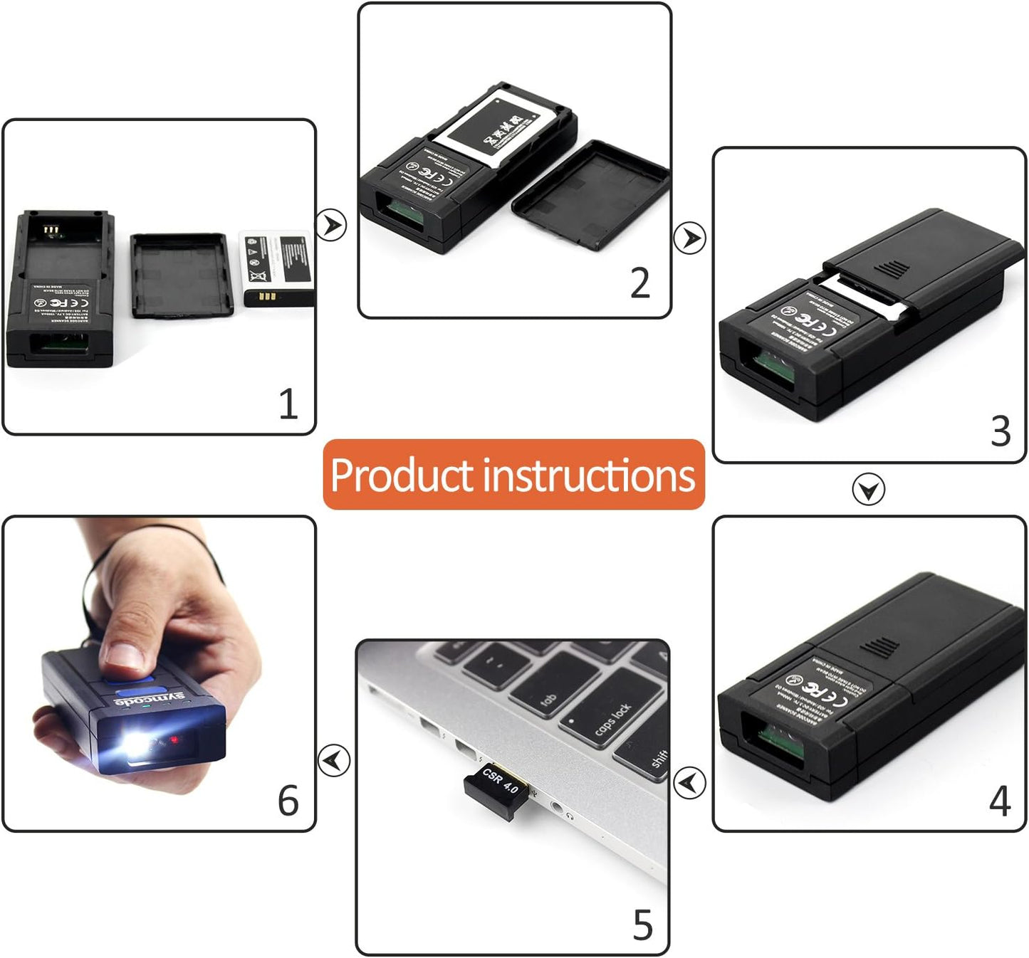 Symcode 2D QR Bluetooth Barcode Scanner, 1D 2D Mini Wireless Handheld CMOS Barcode Scanner Reader with Bluetooth 4.0 & 2.4G Wireless Connection, Portable Barcode Reader Compatible for QR PDF417 Dat