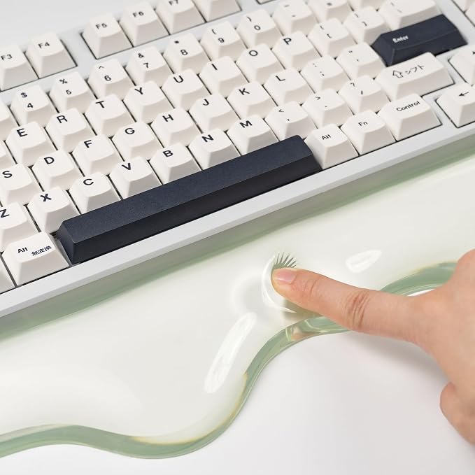 Ergonomic Gel Wrist Rest for Keyboard and Mouse, Wrist Rest Set, Cute Silicone Wrist Rest for Computer Keyboard 60%/68%/75% (Green)