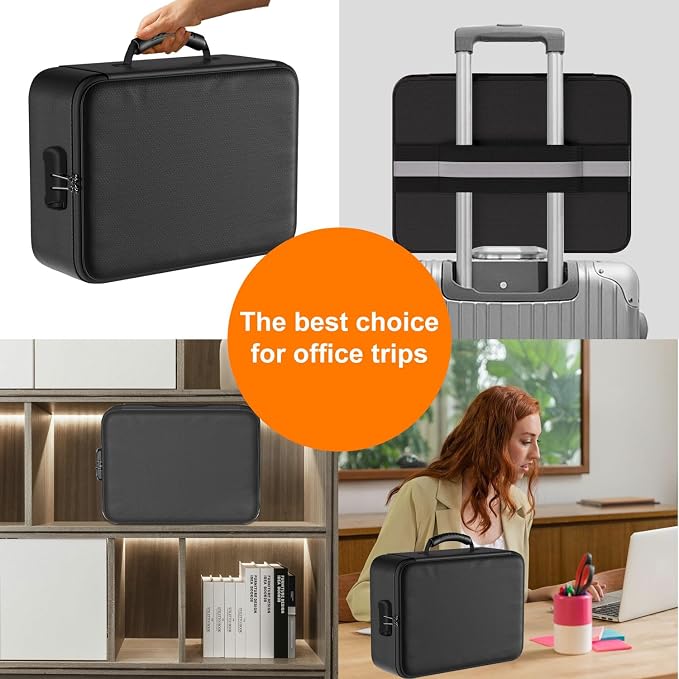 Fireproof File Organizer with Lock, Document Box with 13 Pockets | 5200℉ Multi-Layer File Organizer Box with Lock,Portable Home Travel Safe Storage for Important Documents and More