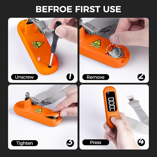 pack all Digital Luggage Scale for Travel, 110Lbs Capacity, 0.1Lb Precision | Handheld, Backlit LCD Display, Lb/Kg/Oz Conversion, Tare Function, Battery Included, Orange