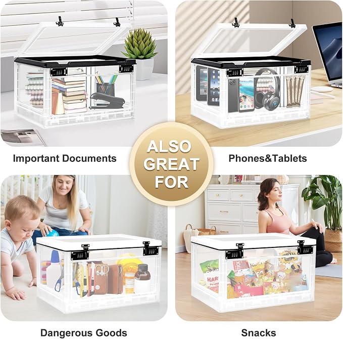 Lalifebuss Large Lock Box for Personal Items, 24 Litre Combination Lockable Storage Box for Office Locker/School/Medicine/Snacks/Phone Jail/Electronic/Home