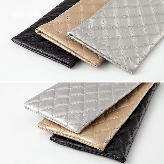 TRIUMPH VISION Eyeglass Case Glasses Case Soft Sunglass Pouch Sleeve 3 Pack | Slim Lightweight Alternative to Bulky Case, Leather Lined Protect Lens, Squeeze Easy to Use, Stylish Portable for Daily Use