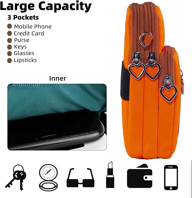 Small Crossbody Bag for Women - Mini Phone Purses with Crossbody Strap and Wallet - Nylon Arm Bag